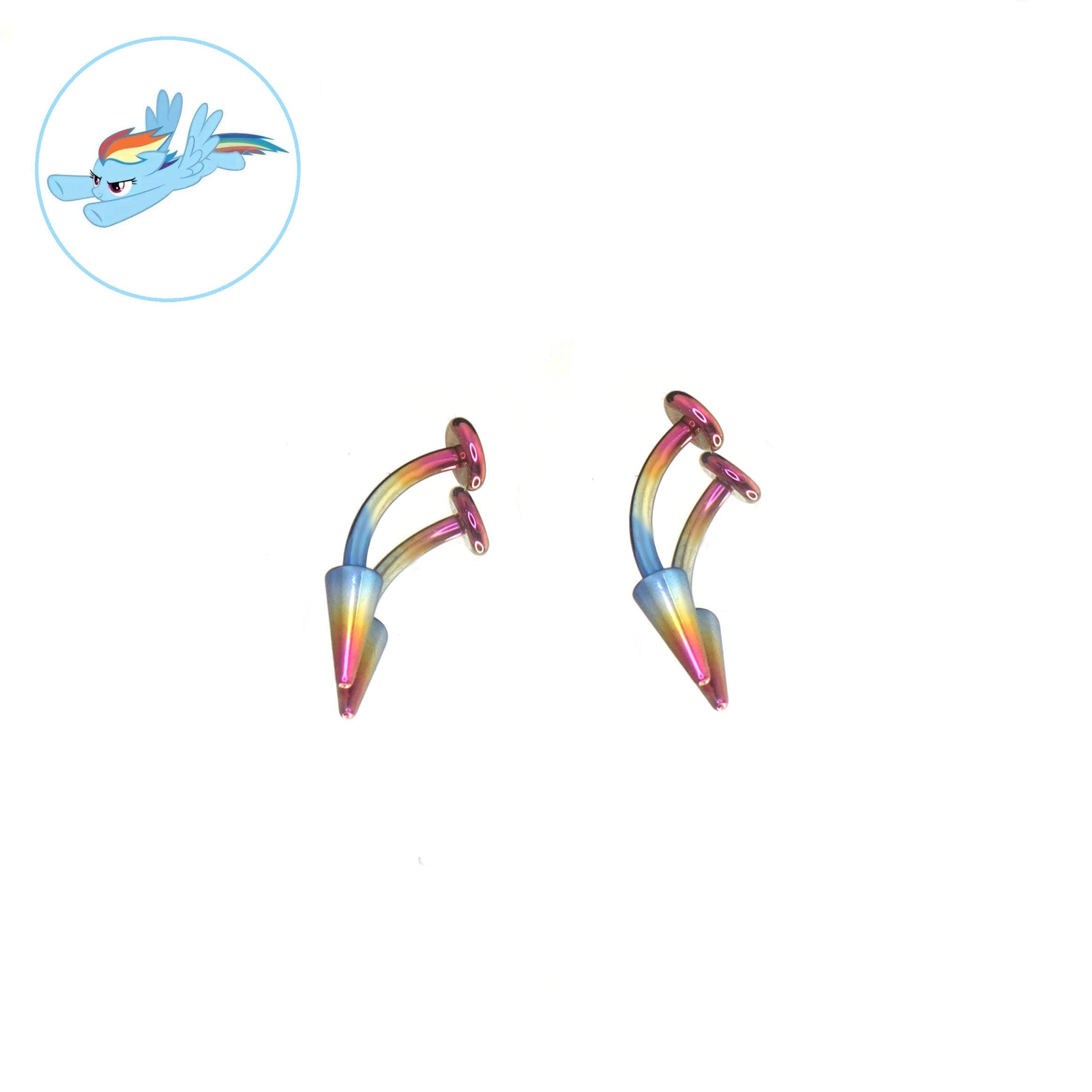 Rainbow Dash Vampire Fang Curved Barbell in ASTM F136 Titanium