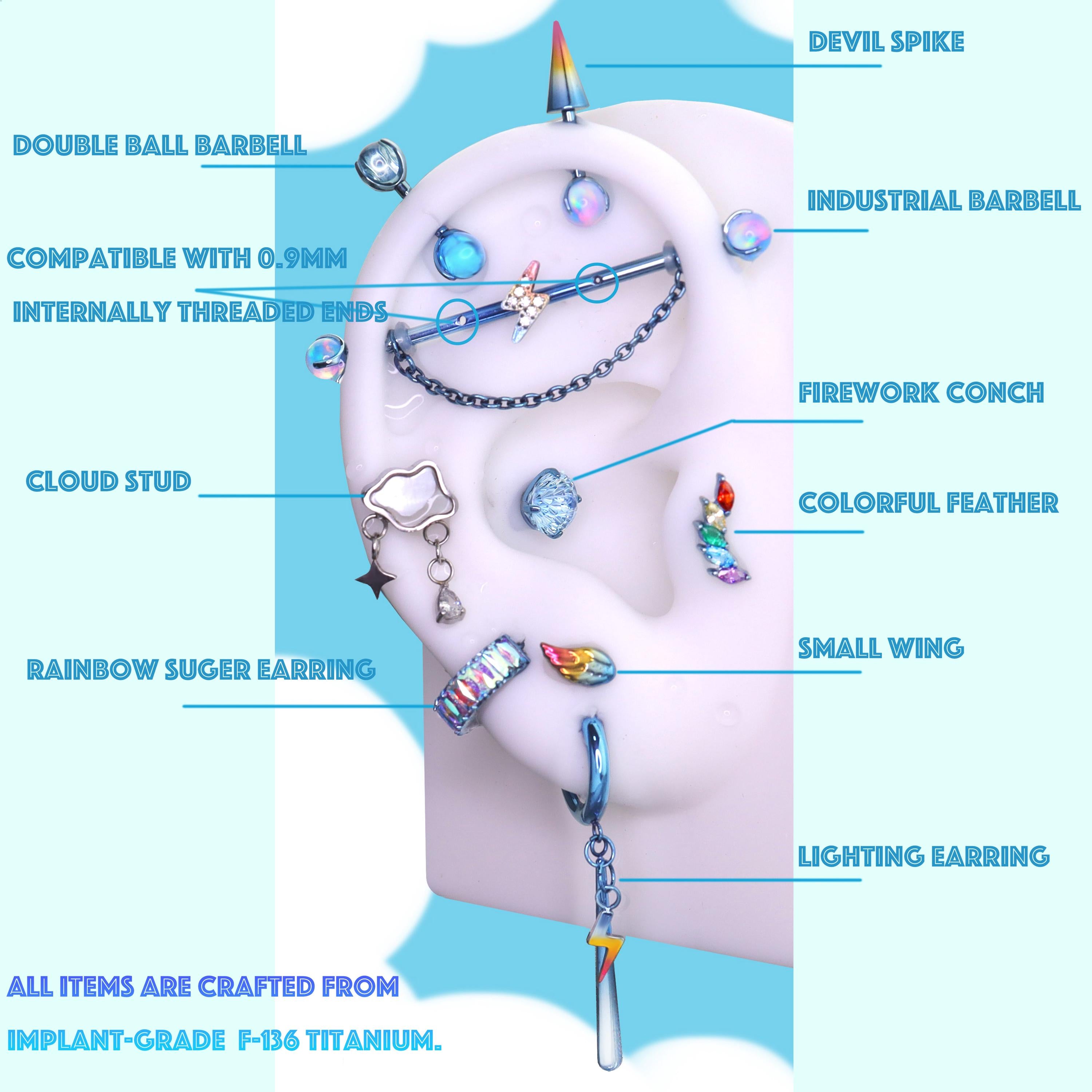 Rainbow Dash Ear Stack close-up of decorative ends