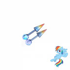 Rainbow Dash Ear Stack side view of polished titanium jewelry