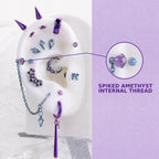 SPIKED AMETHYST Rarity Ear Stack in ASTM F136 Titanium