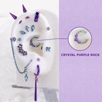 CRYSTAL PURPLE ROCK Rarity Ear Stack in ASTM F136 Titanium