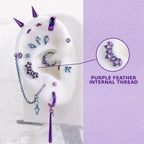 PURPLE FEATHER Rarity Ear Stack in ASTM F136 Titanium