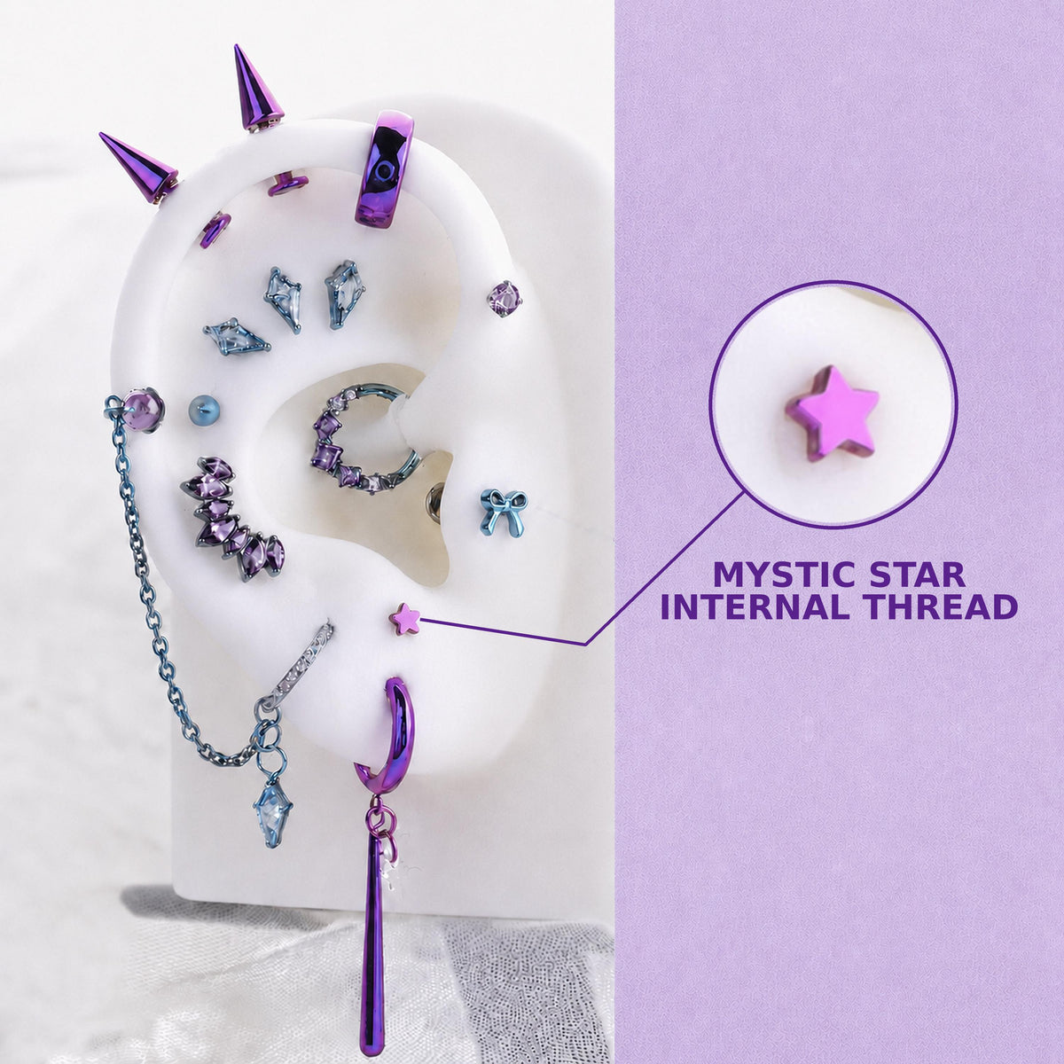 MYSTIC STAR Rarity Ear Stack in ASTM F136 Titanium