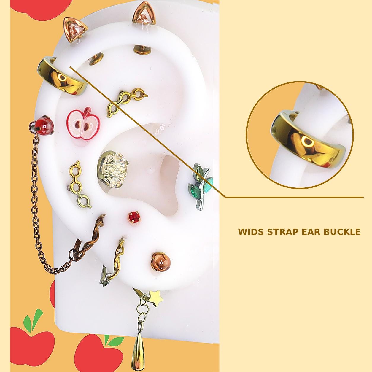 STRAP EAR BUCKLE Applejack Ear Stack in ASTM F136 Titanium