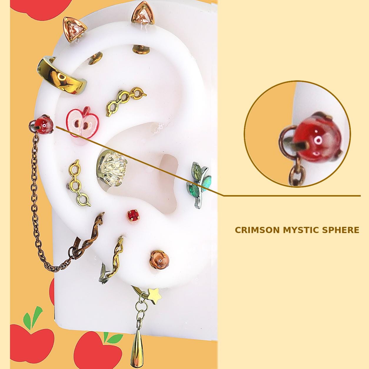 MYSTIC SPHERE Applejack Ear Stack in ASTM F136 Titanium
