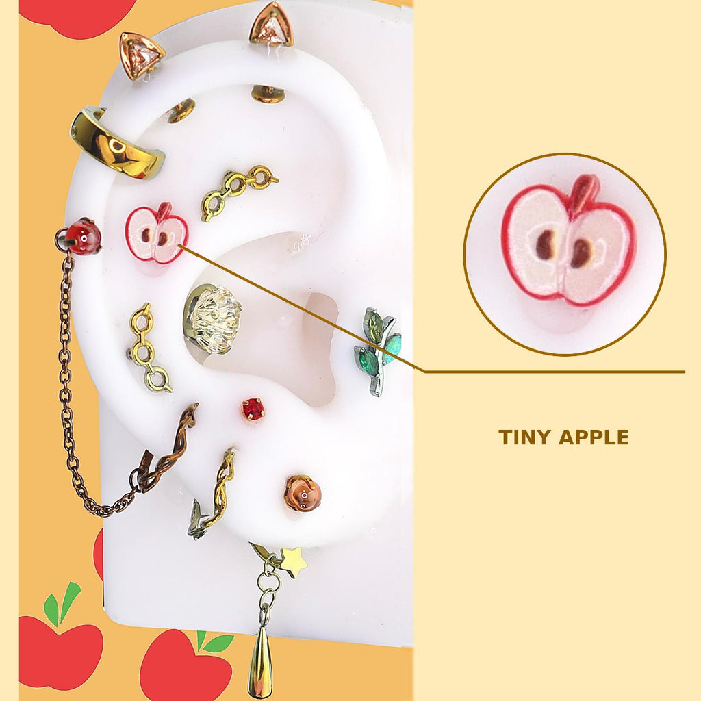 TINY APPLE Applejack Ear Stack in ASTM F136 Titanium