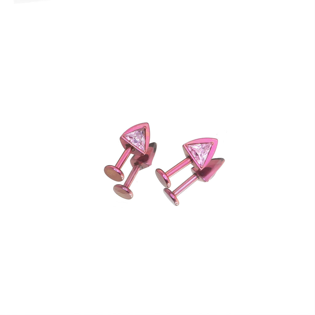 Pink Small Ear(Pair) Pinkie Pie Ear Stack in ASTM F136 Titanium
