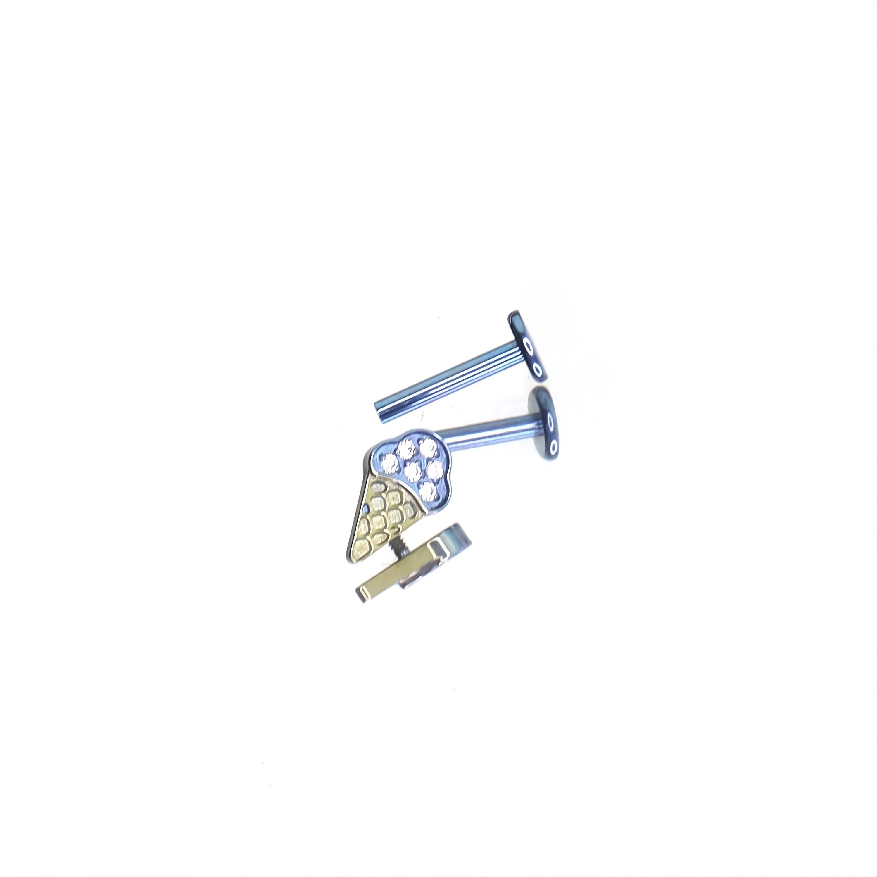 Ice Cream Pinkie Pie Ear Stack in ASTM F136 Titanium