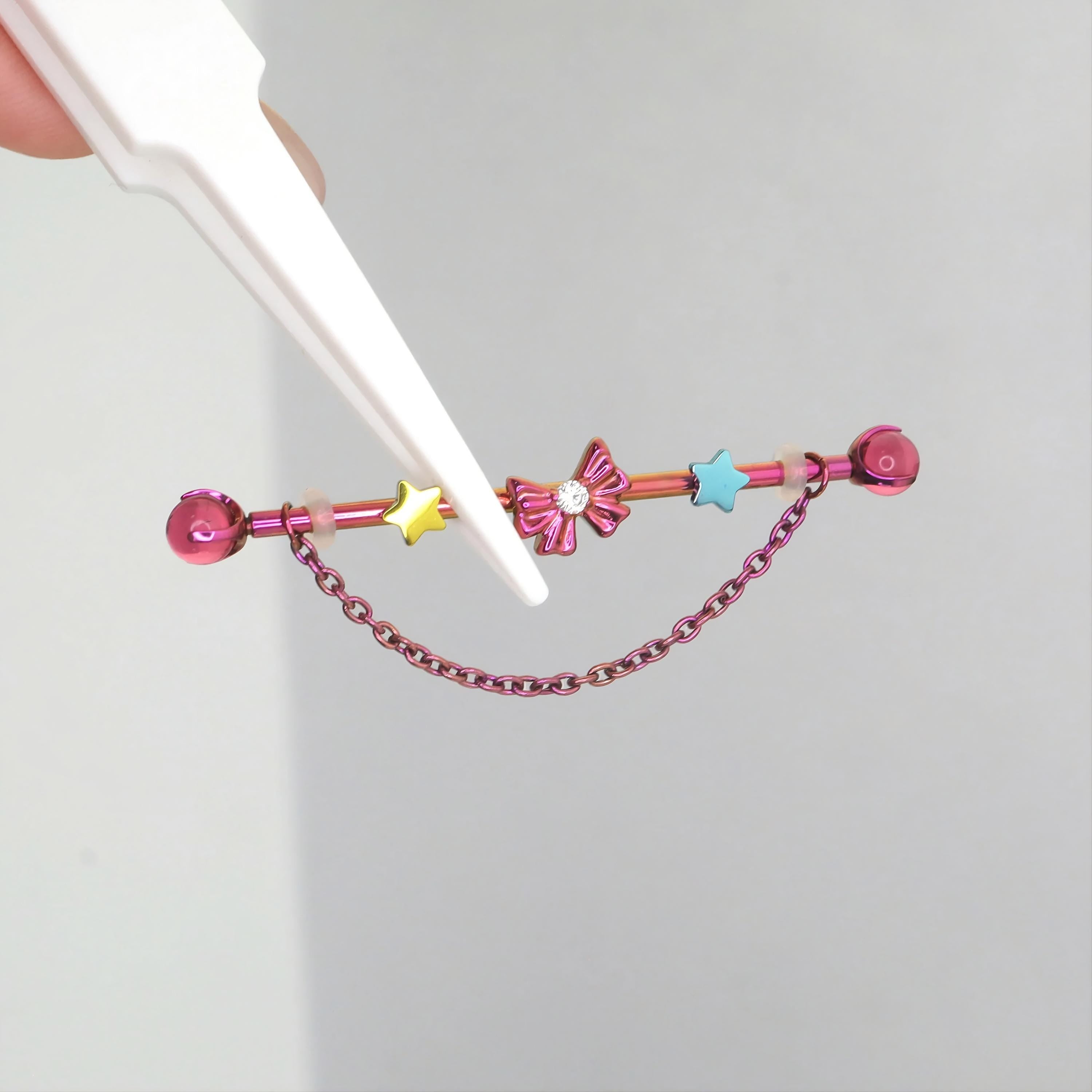 Industrial Bar Pinkie Pie Ear Stack in ASTM F136 Titanium