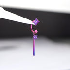 Purple Star Dangling Twilight Sparkle Ear Stack in ASTM F136 Titanium