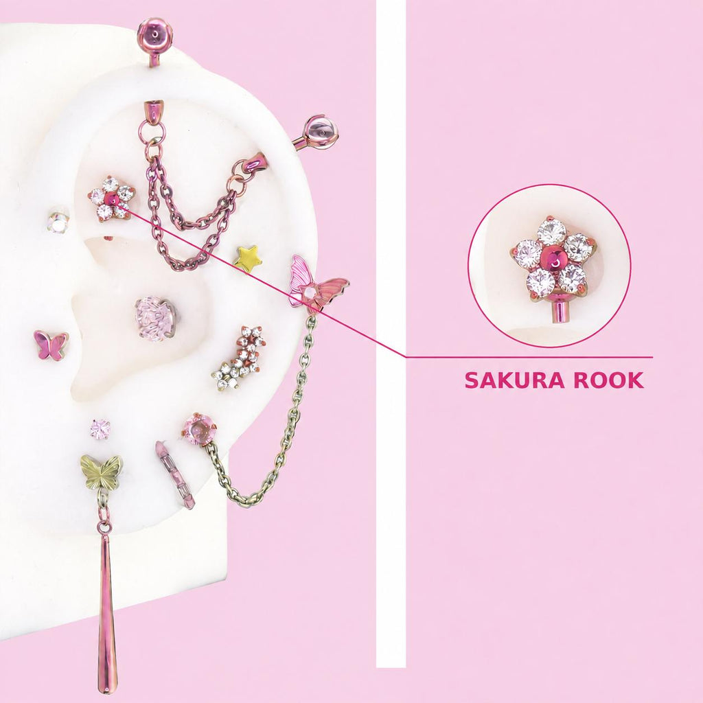 SAKURA ROOK Fluttershy Ear Stack in ASTM F136 Titanium