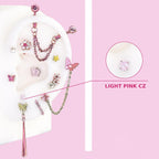 LIGHT PINK CZ Fluttershy Ear Stack in ASTM F136 Titanium