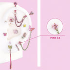 PINK CZ Fluttershy Ear Stack in ASTM F136 Titanium