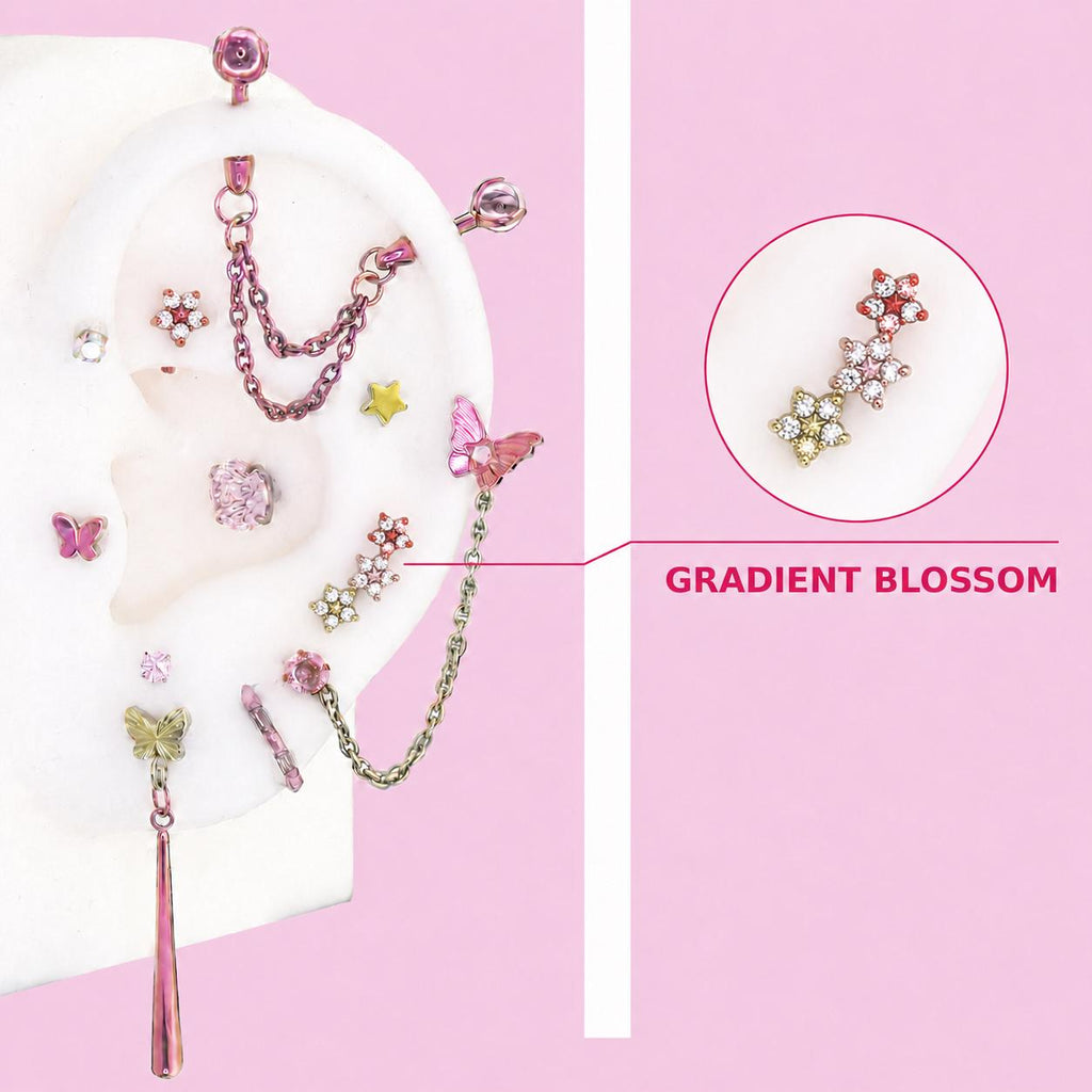 GRADIENT BLOSSOM Fluttershy Ear Stack in ASTM F136 Titanium