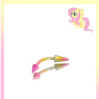 Fluttershy Mane Six Spike Curved Barbell in ASTM F136 Titanium