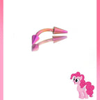 Pinkie Pie Mane Six Spike Curved Barbell in ASTM F136 Titanium