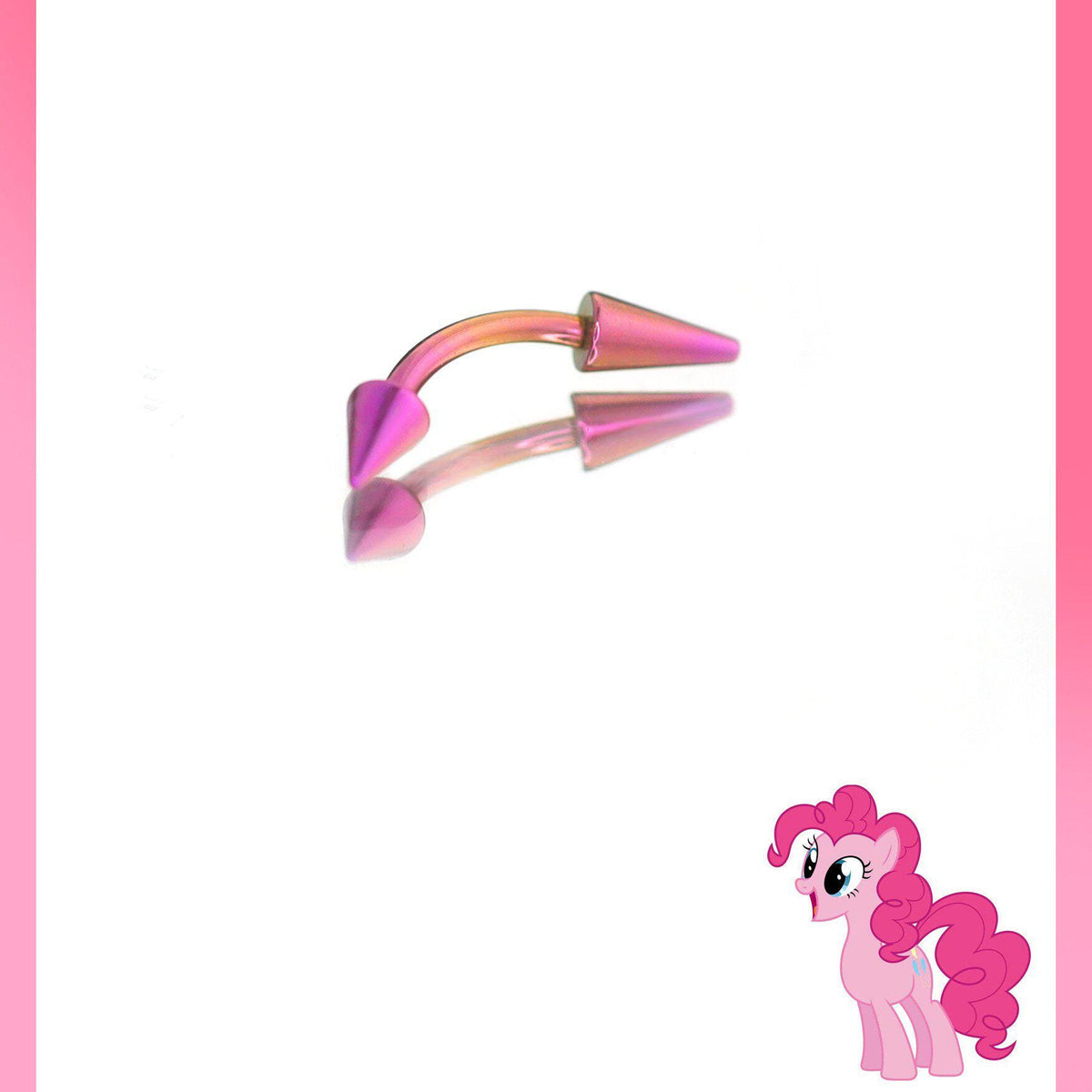 Pinkie Pie Mane Six Spike Curved Barbell in ASTM F136 Titanium