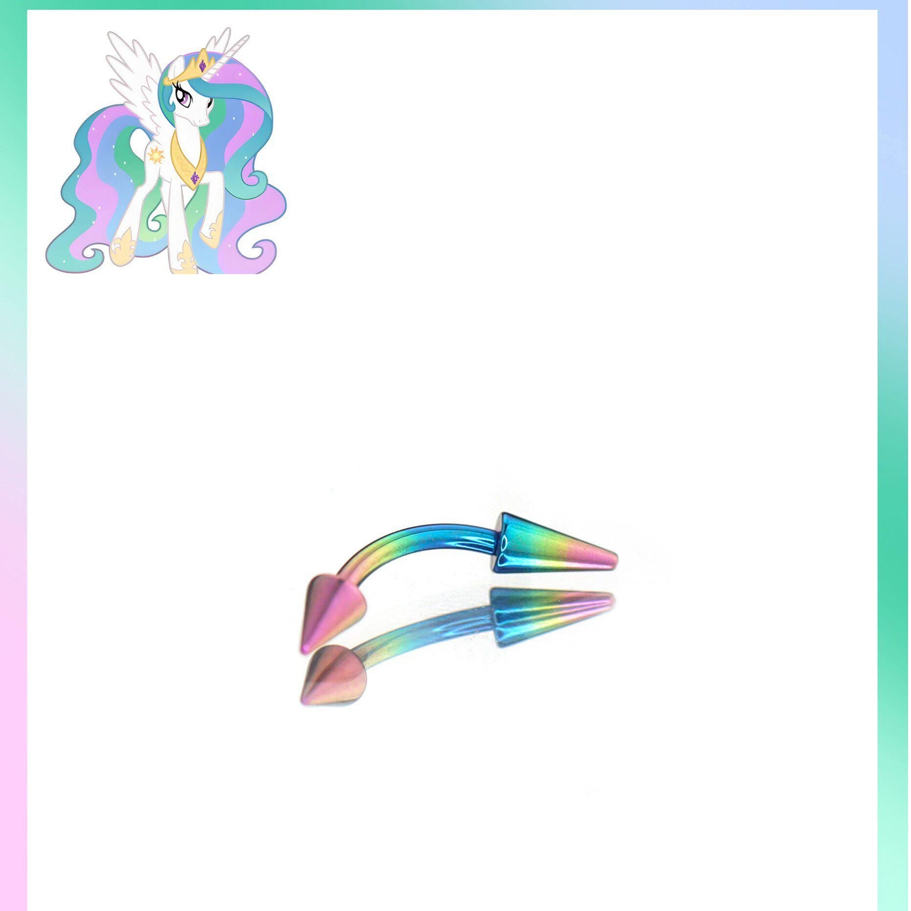 Princess Celestia Mane Six Spike Curved Barbell in ASTM F136 Titanium
