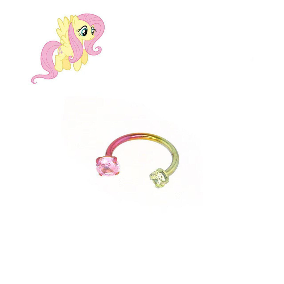 Fluttershy Pastel Crystal Horseshoe in ASTM F136 Titanium