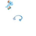 Rainbow Dash Pastel Crystal Horseshoe in ASTM F136 Titanium