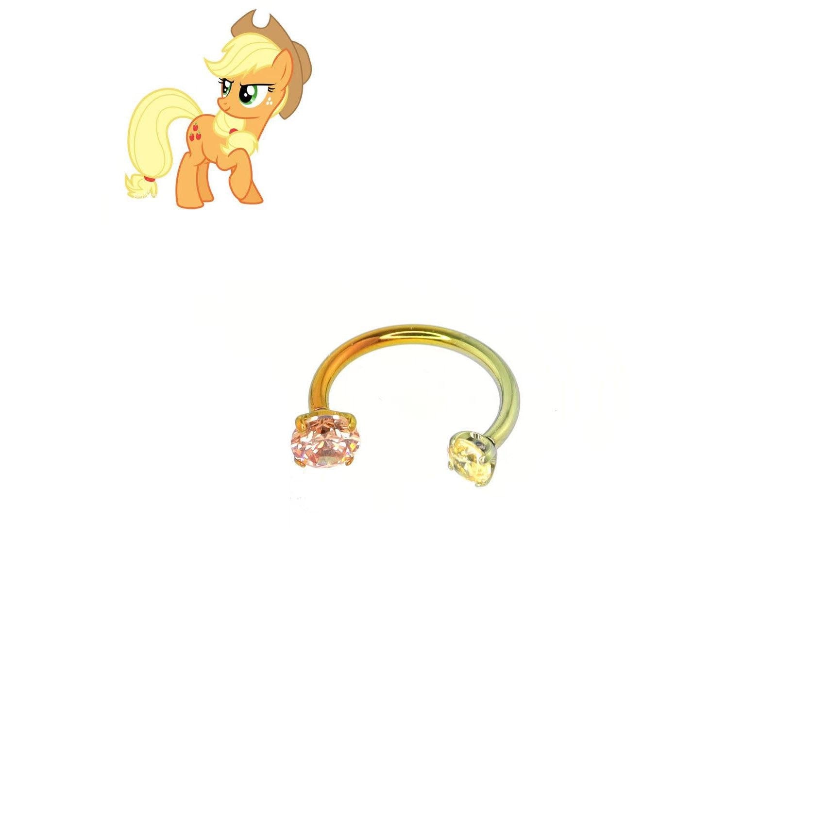 Applejack Pastel Crystal Horseshoe in ASTM F136 Titanium