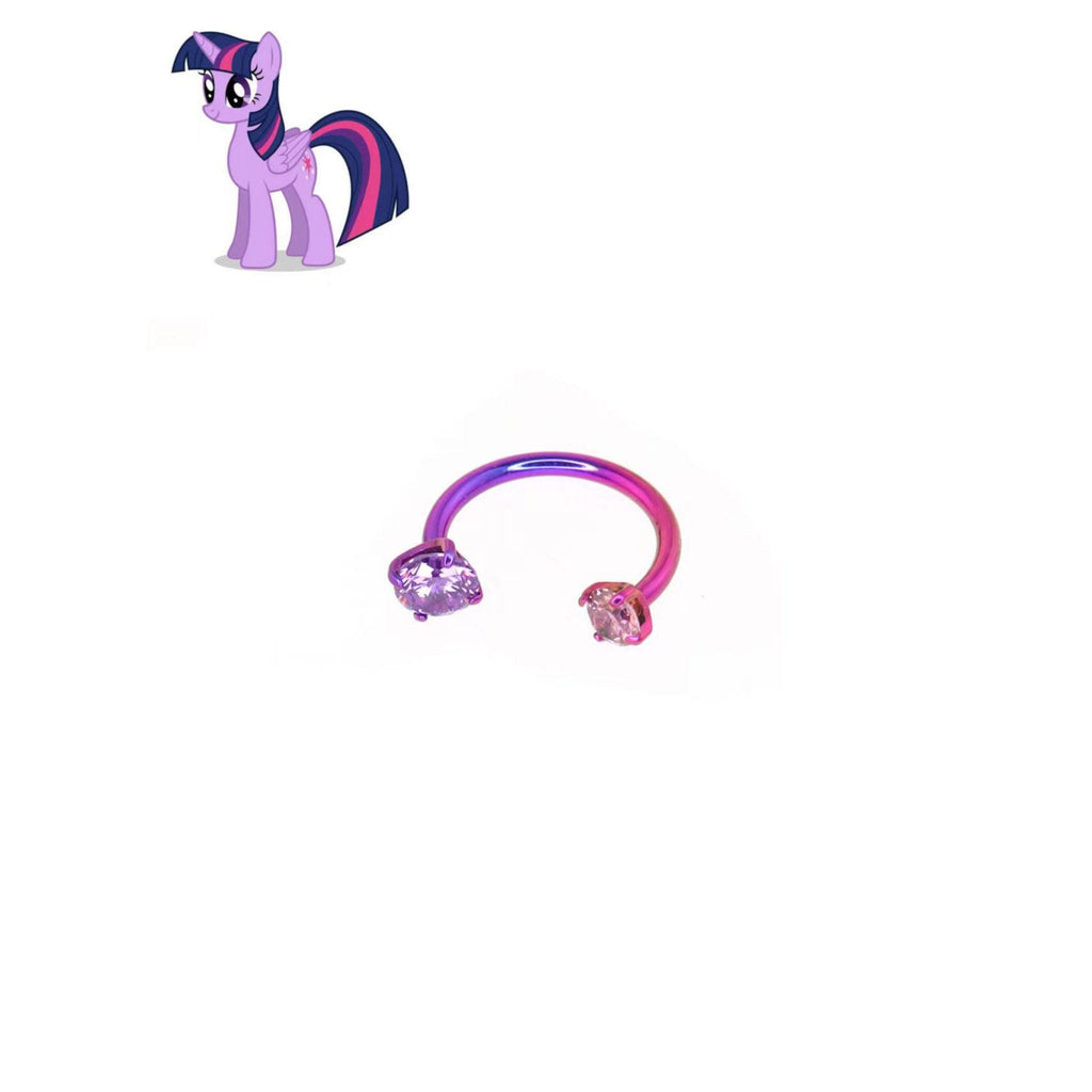Twilight Sparkle Pastel Crystal Horseshoe in ASTM F136 Titanium