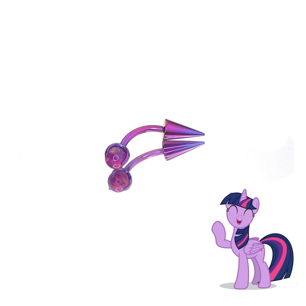 Twilight Sparkle Mane Six Crystal Curved Barbell in ASTM F136 Titanium