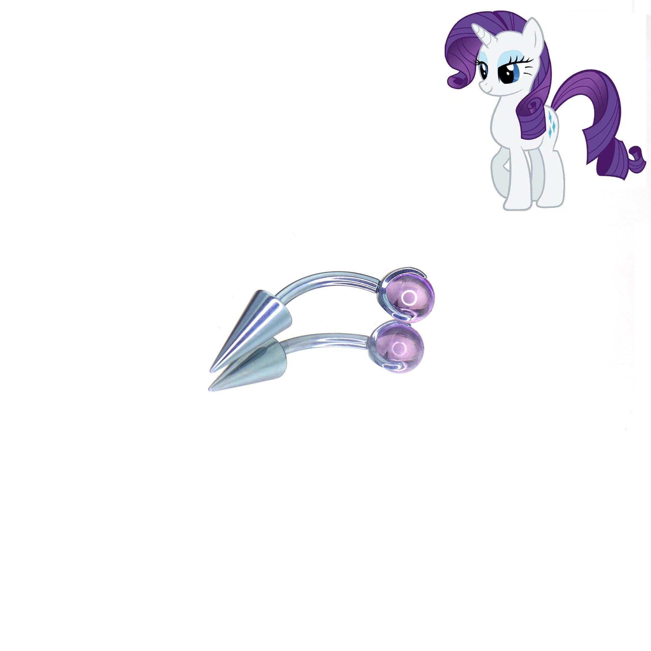 Rarity Mane Six Crystal Curved Barbell in ASTM F136 Titanium