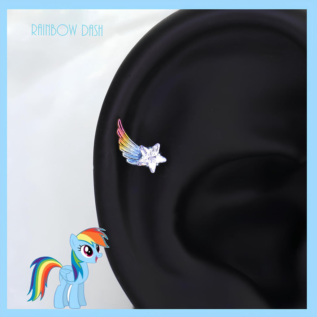 Rainbow Wing Star Barbell in ASTM F136 Titanium