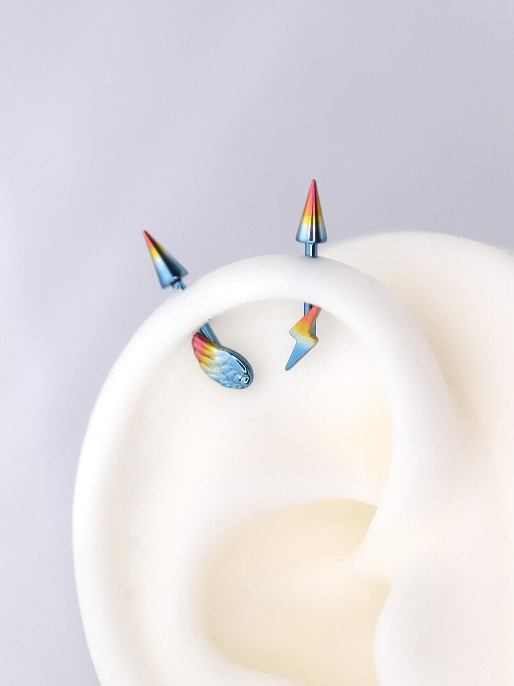 Rainbow Wing Industrial Bar character color and finish detail