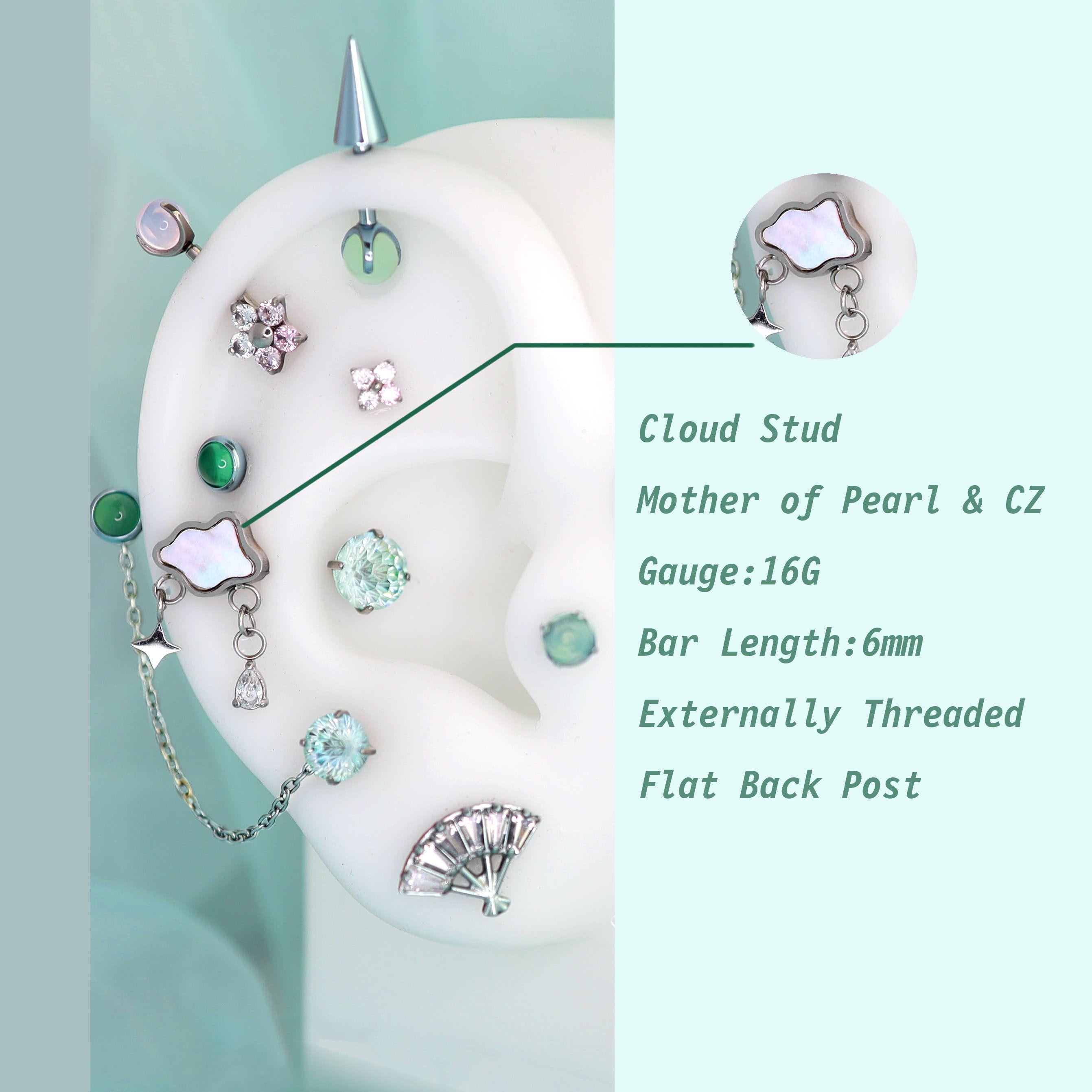 Cloud Stud Mistmane Ear Stack in ASTM F136 Titanium