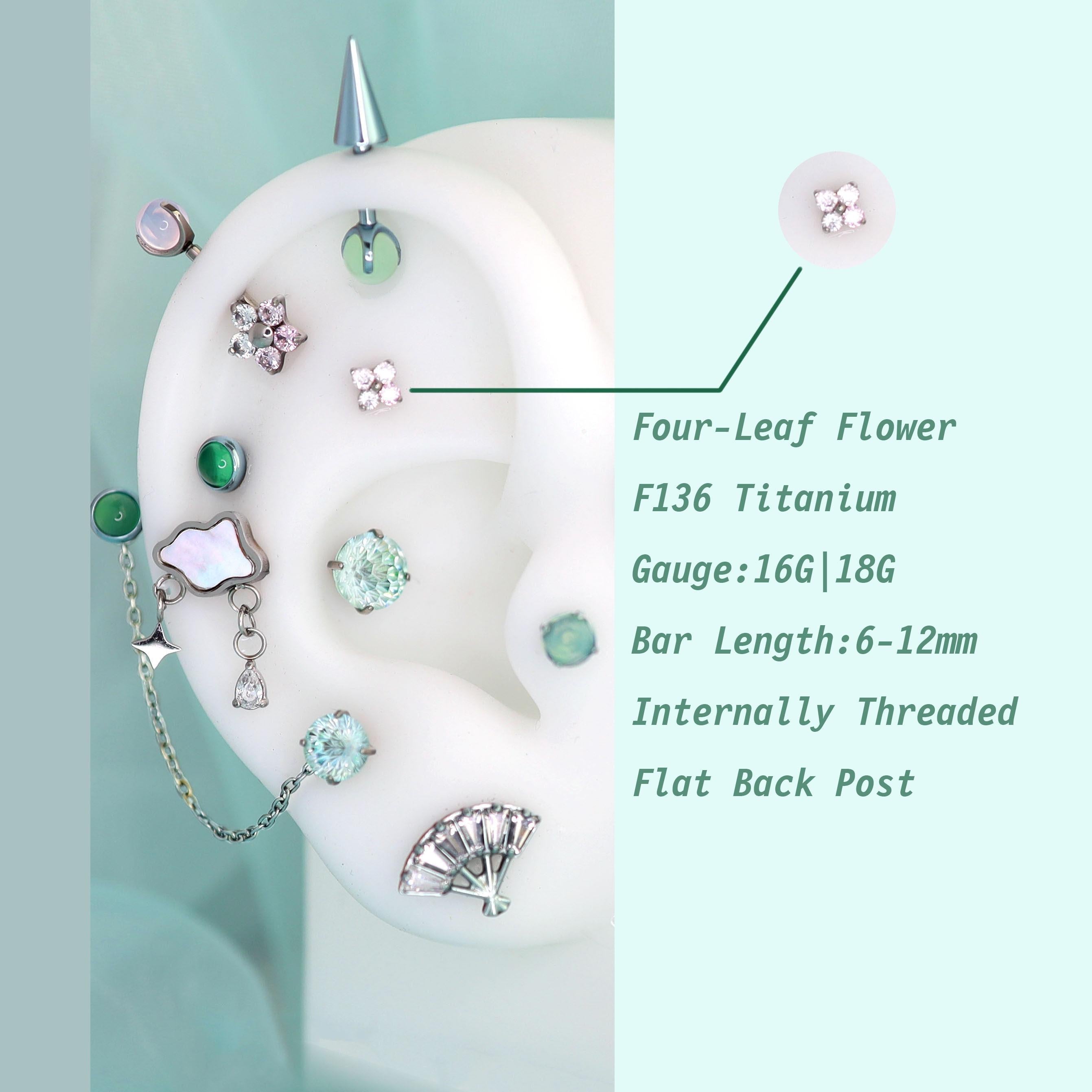 Four-Leaf Flower Mistmane Ear Stack in ASTM F136 Titanium