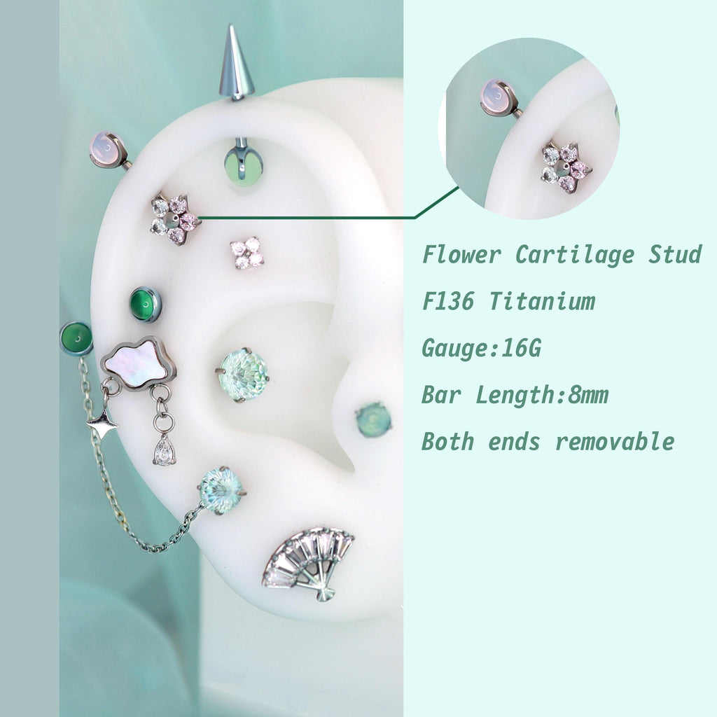 Flower Cartilage Mistmane Ear Stack in ASTM F136 Titanium