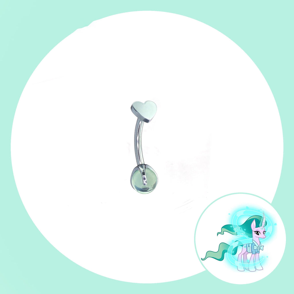 Mistmane Mint Opal Heart Barbell in ASTM F136 Titanium