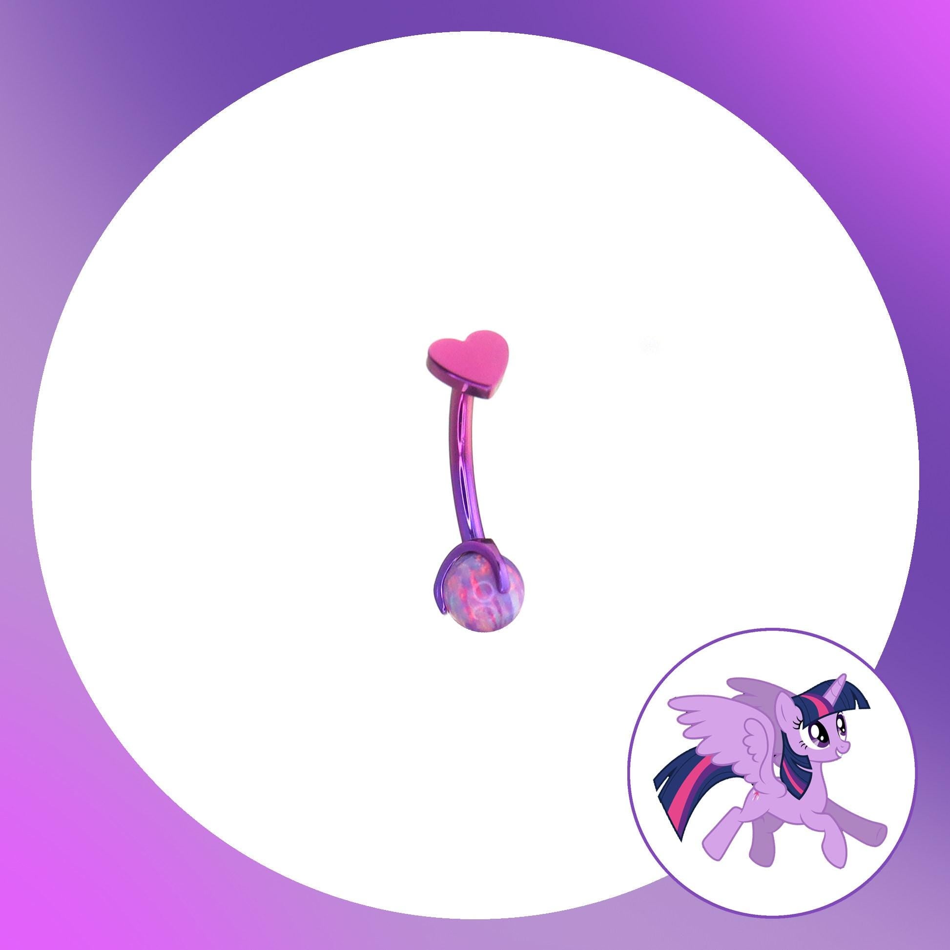 Twilight Sparkle Mint Opal Heart Barbell in ASTM F136 Titanium