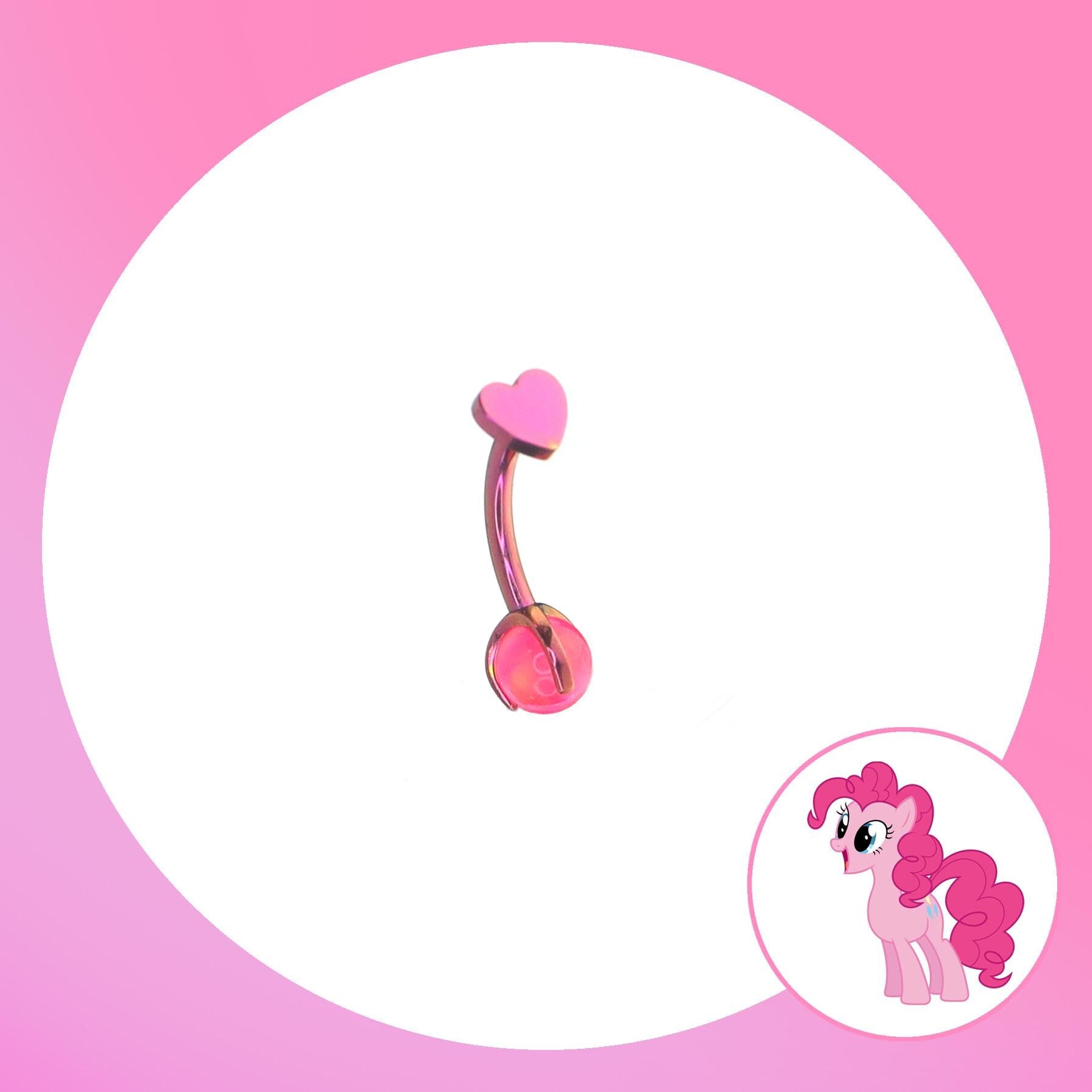 Pinkie Pie Mint Opal Heart Barbell in ASTM F136 Titanium