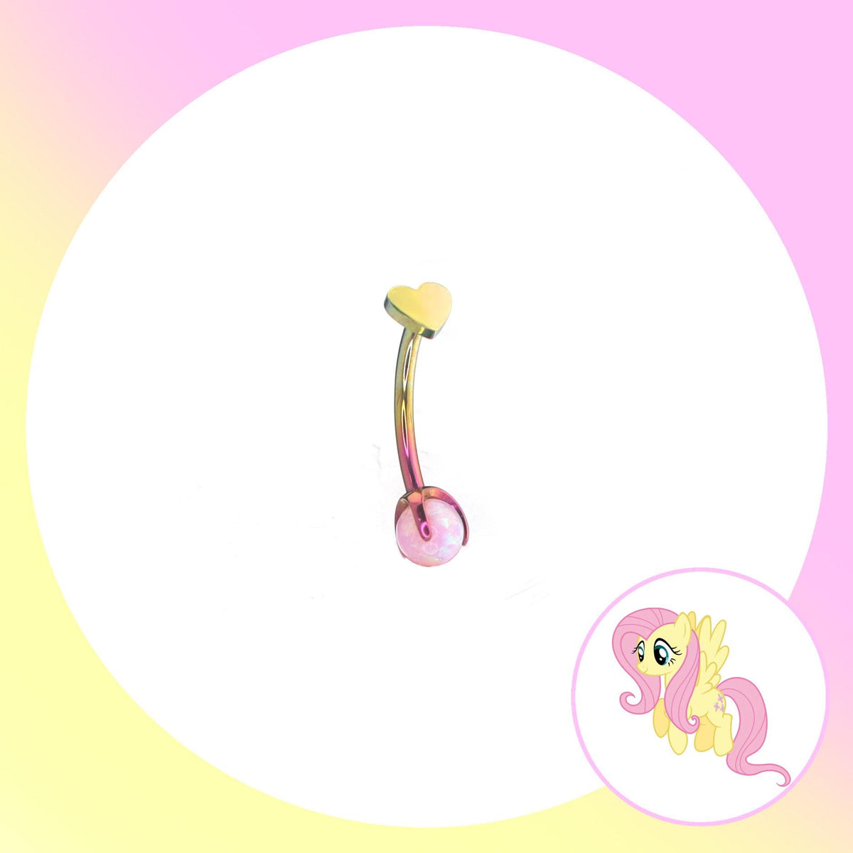 Fluttershy Mint Opal Heart Barbell in ASTM F136 Titanium