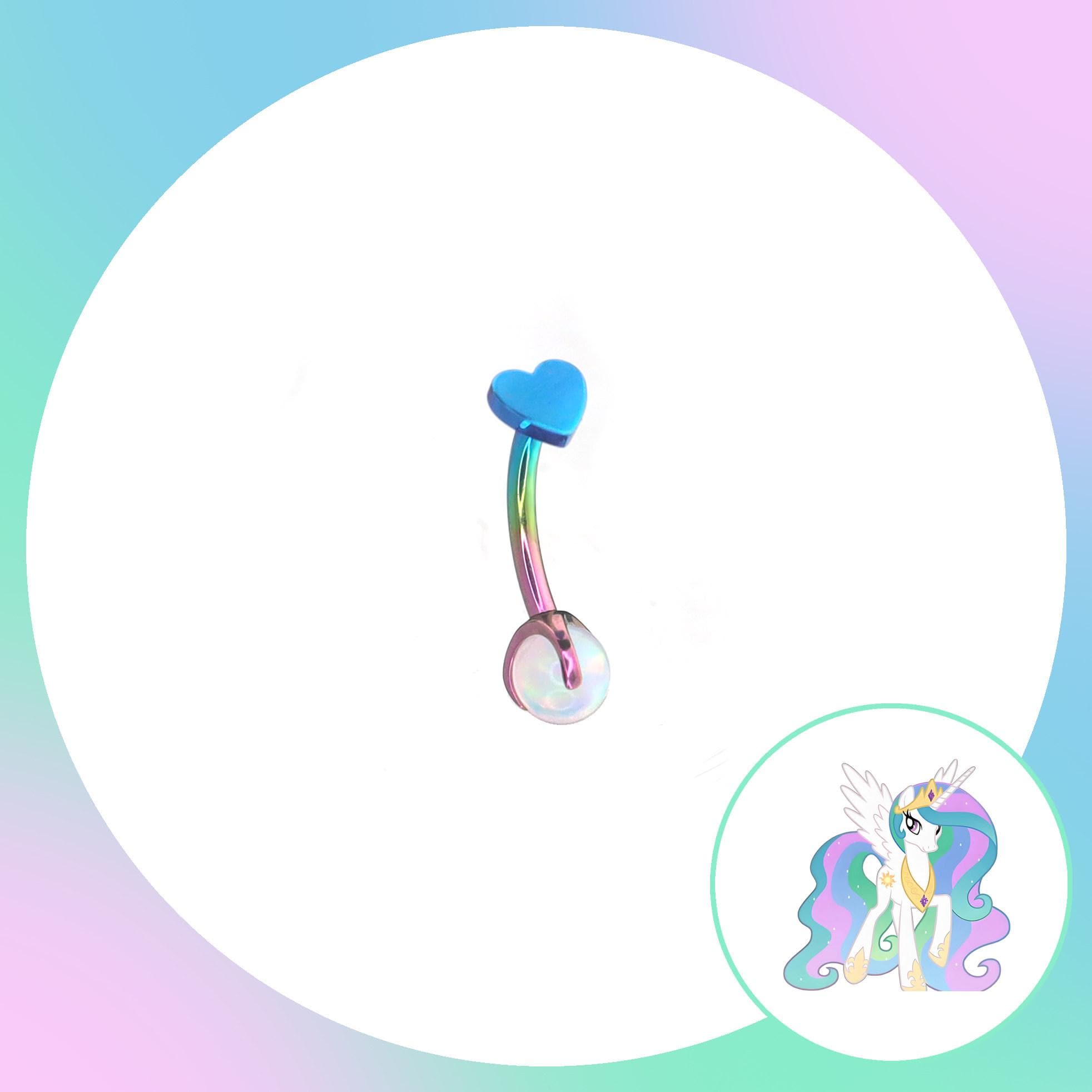 Princess Celestia Mint Opal Heart Barbell in ASTM F136 Titanium