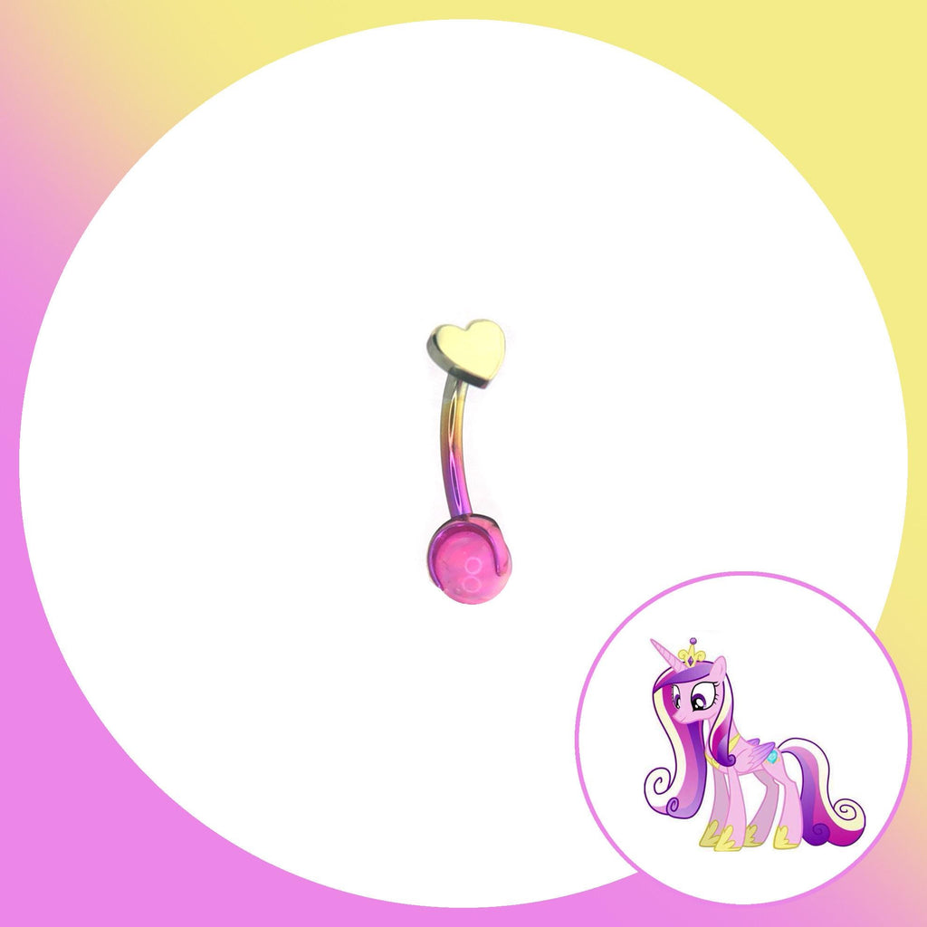 Princess Cadance Mint Opal Heart Barbell in ASTM F136 Titanium