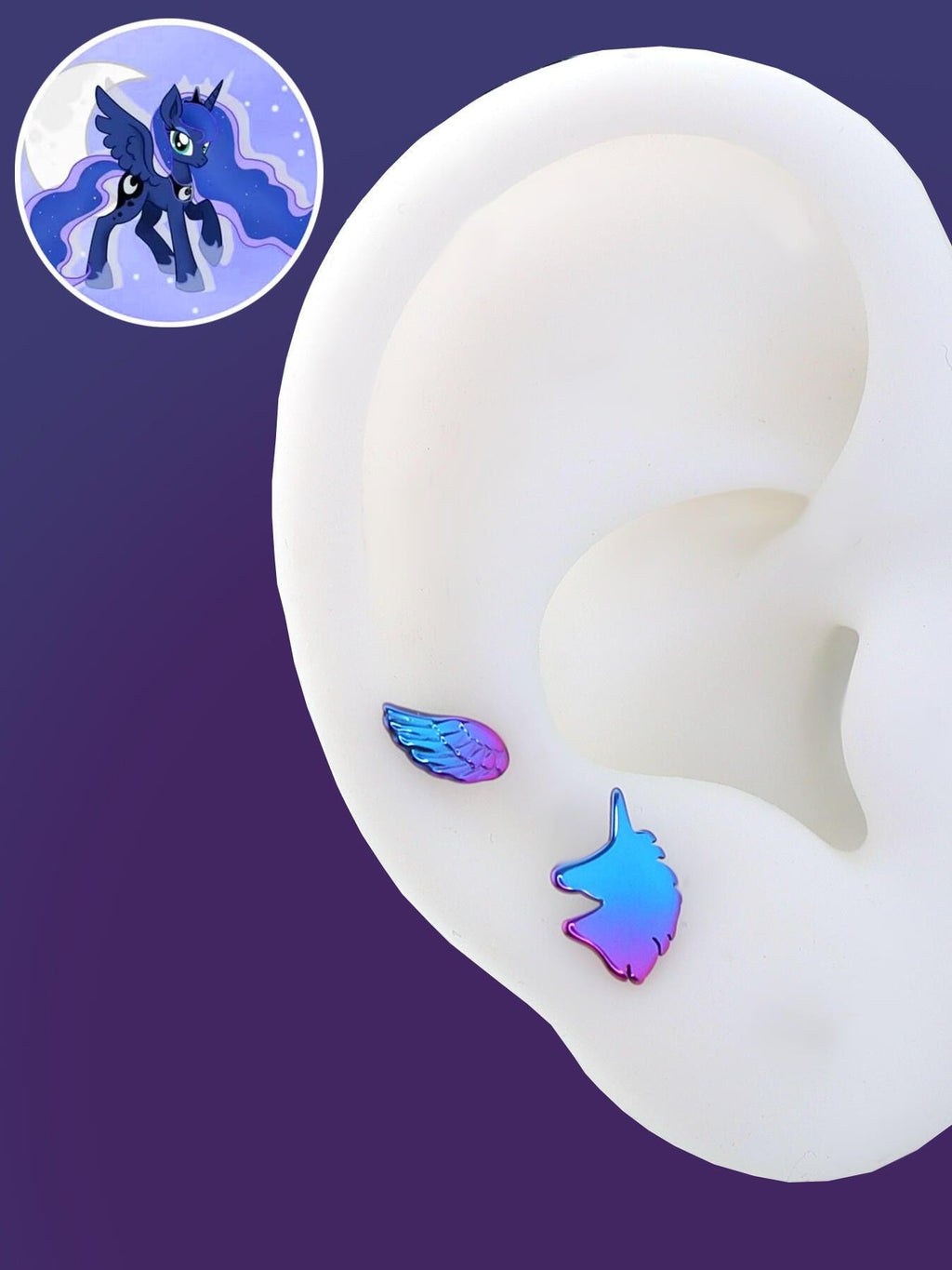 Princess Luna Alicorn Princess Stud Set in ASTM F136 Titanium