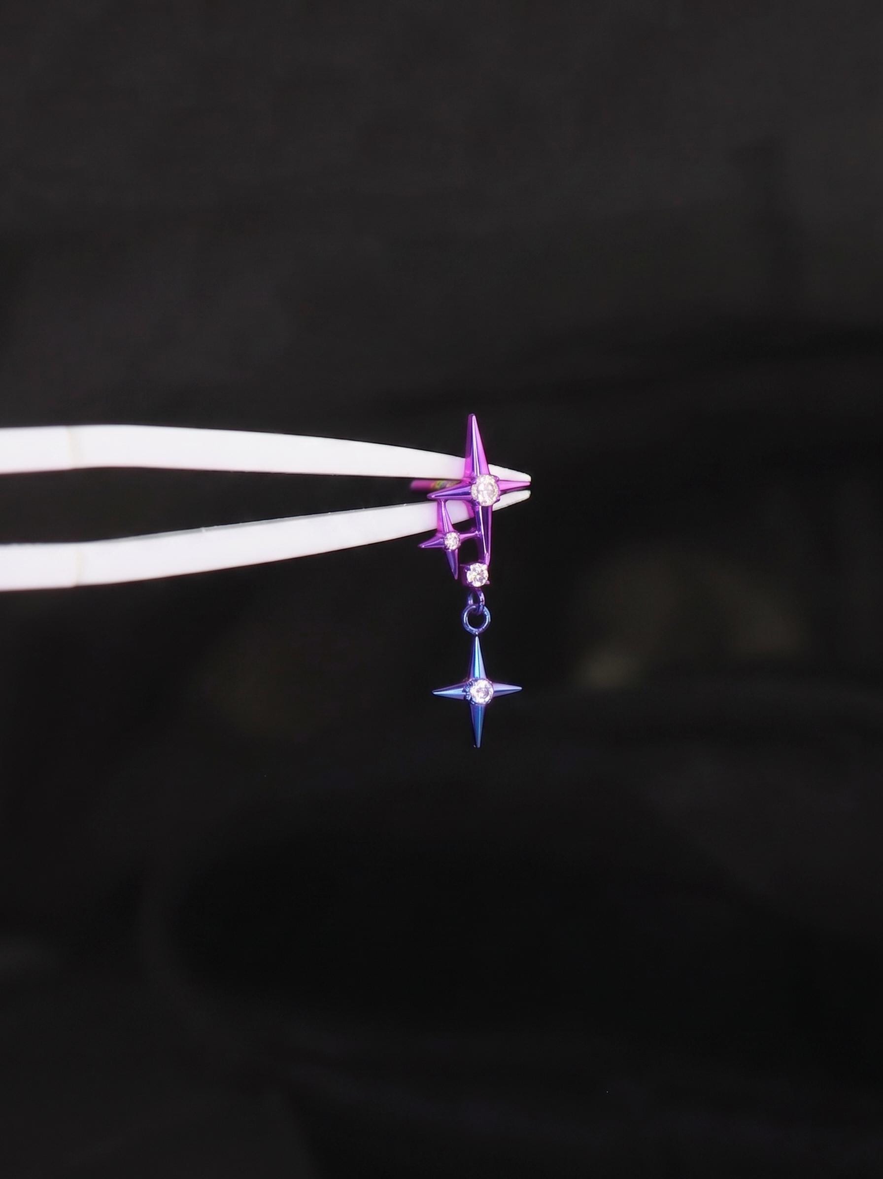 Starfall Stud Princess Luna Ear Stack in ASTM F136 Titanium