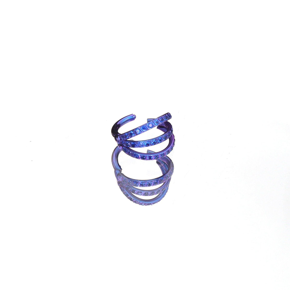 Pave White CZ Hoop Princess Luna Ear Stack in ASTM F136 Titanium