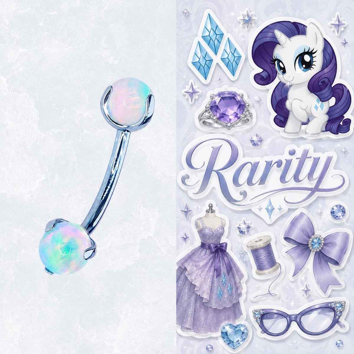 Rarity Character Opal Curved Barbell in ASTM F136 Titanium