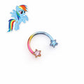 Rainbow Dash Character Star Horseshoe in ASTM F136 Titanium