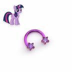 Twilight Sparkle Character Star Horseshoe in ASTM F136 Titanium