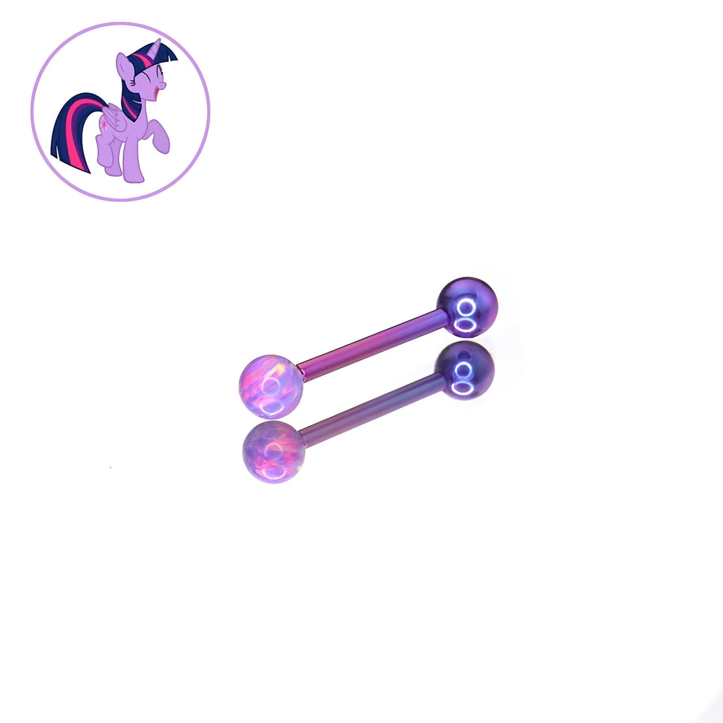 Twilight Sparkle Character Opal Barbell in ASTM F136 Titanium