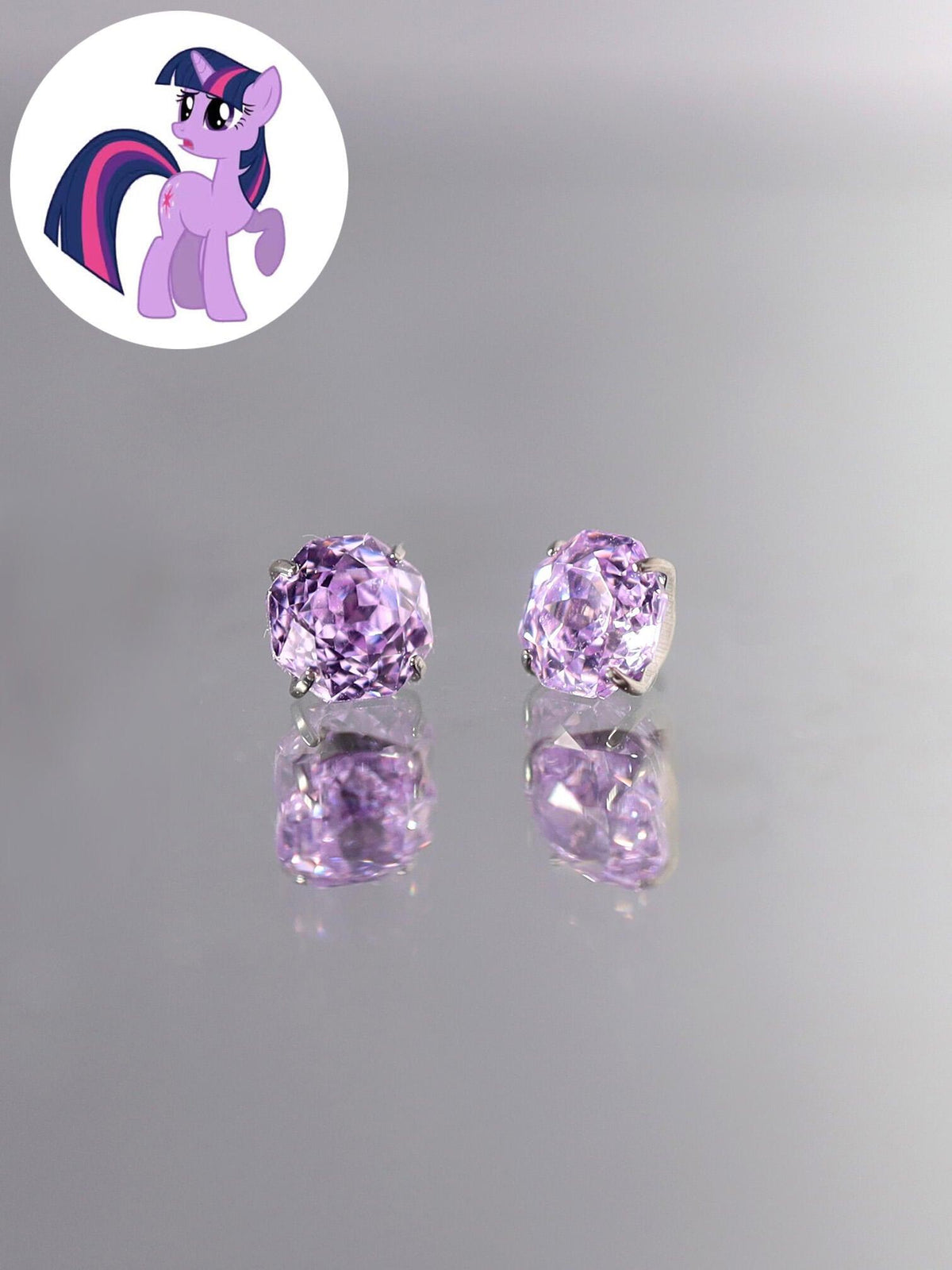 Twilight Sparkle Zircon Crystal Stud in ASTM F136 Titanium