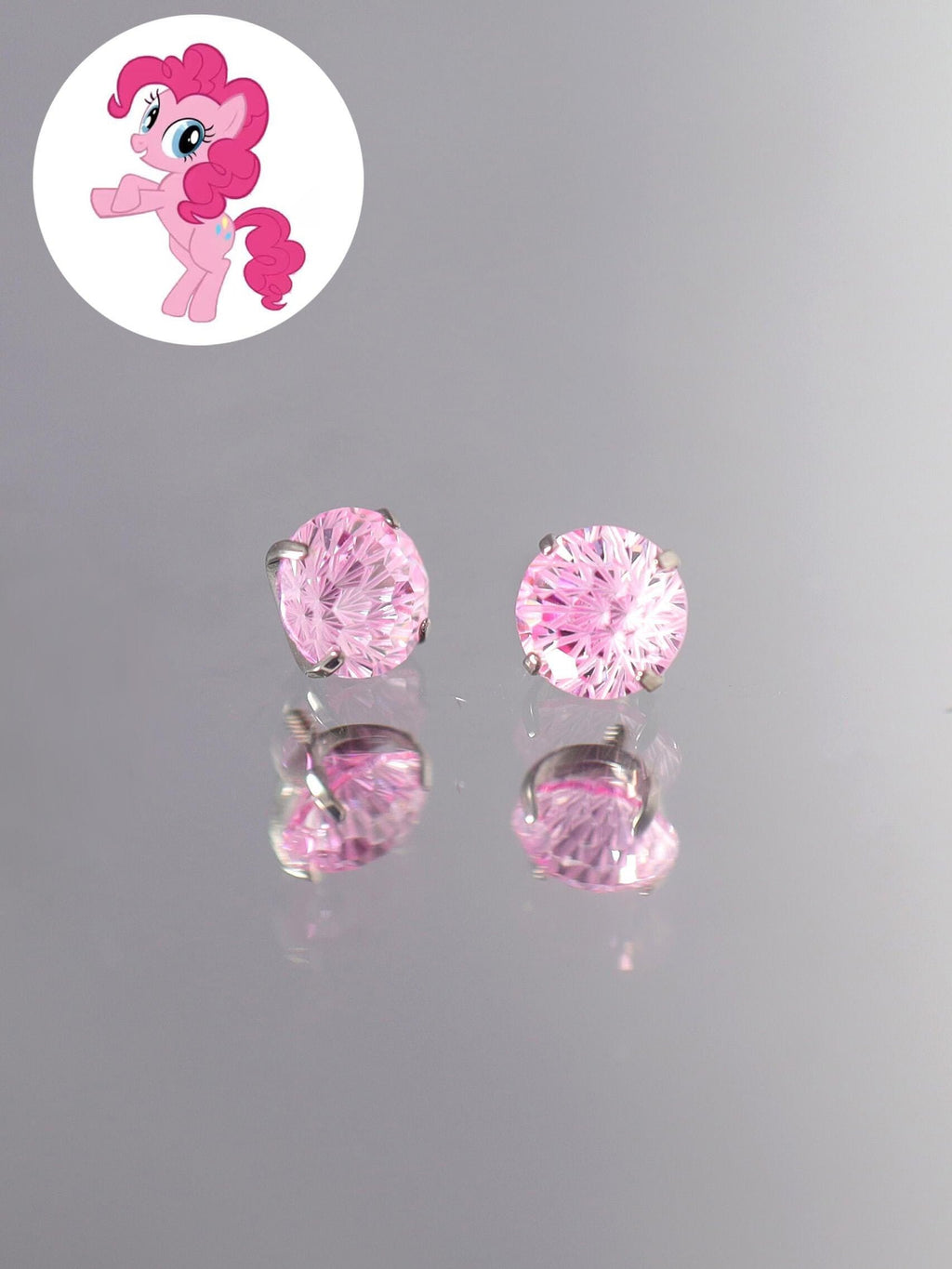 Pinkie Pie Zircon Crystal Stud in ASTM F136 Titanium