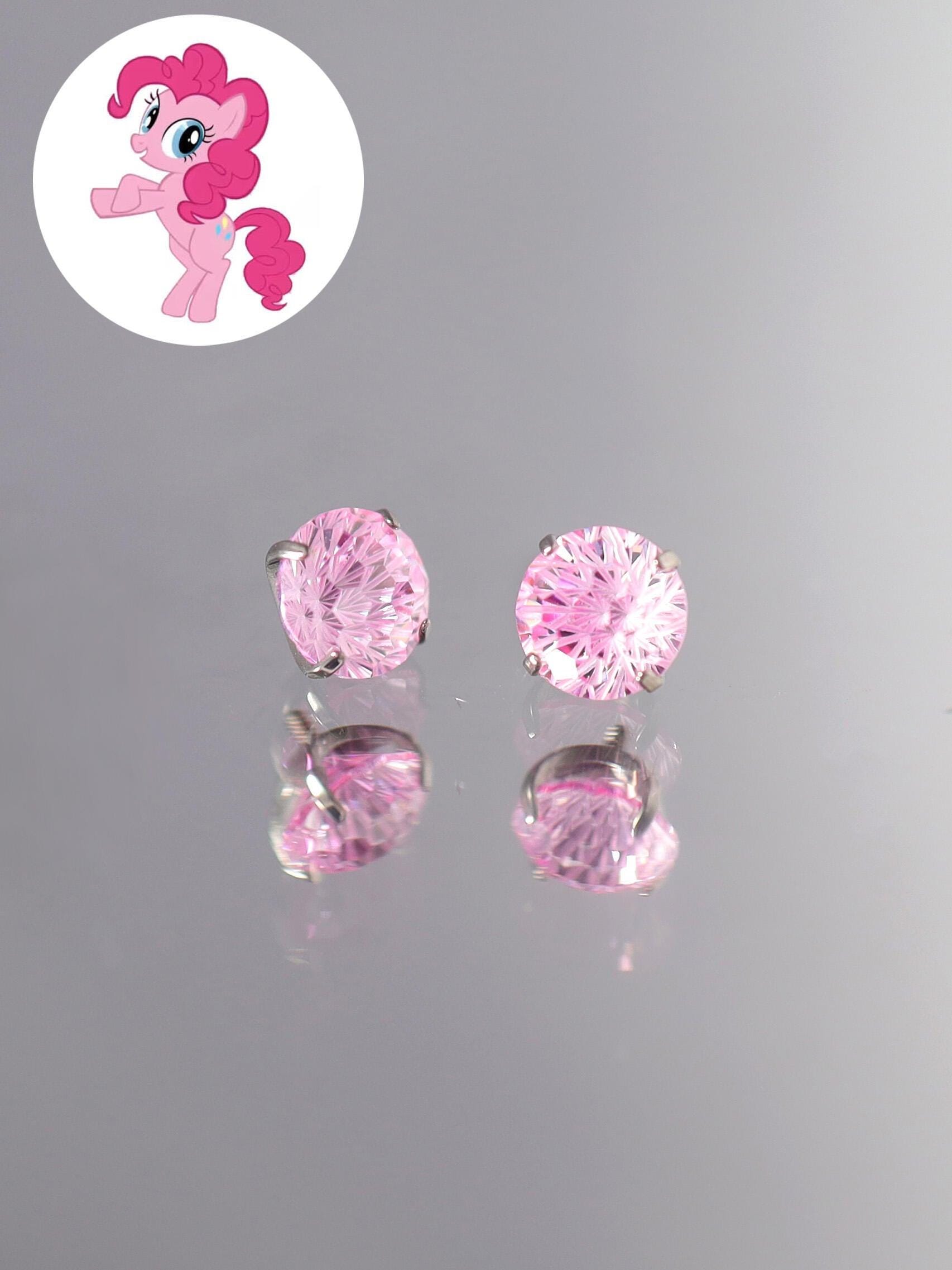 Pinkie Pie Zircon Crystal Stud in ASTM F136 Titanium