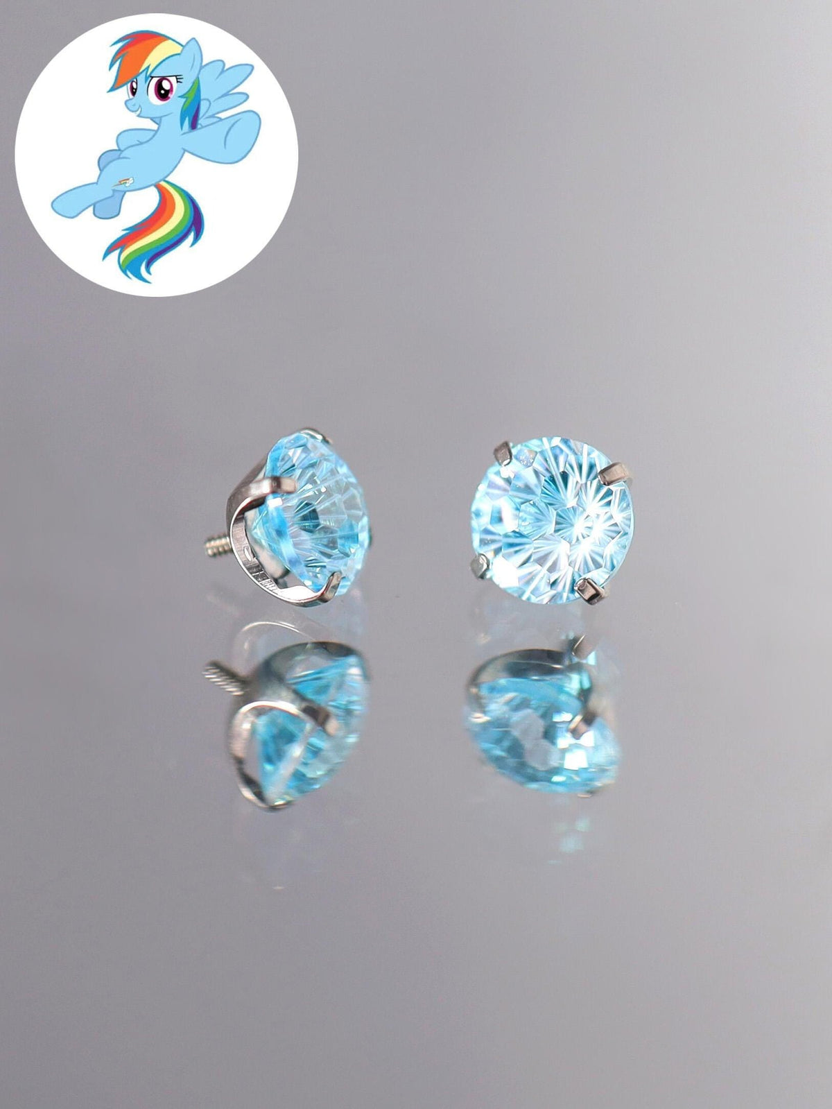 Rainbow Dash Zircon Crystal Stud in ASTM F136 Titanium
